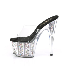 ADORE-701CG Clear & Black Peep Toe High Heel Silver & Clear Multi view 4