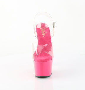 ADORE-708 Hot Pink & Clear Platform Heels