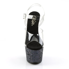 ADORE-708LG Ankle Peep Toe High Heel Clear & Black Multi view 5