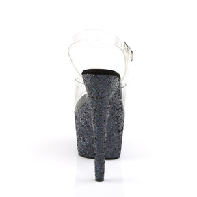ADORE-708LG Ankle Peep Toe High Heel Clear & Black Multi view 3