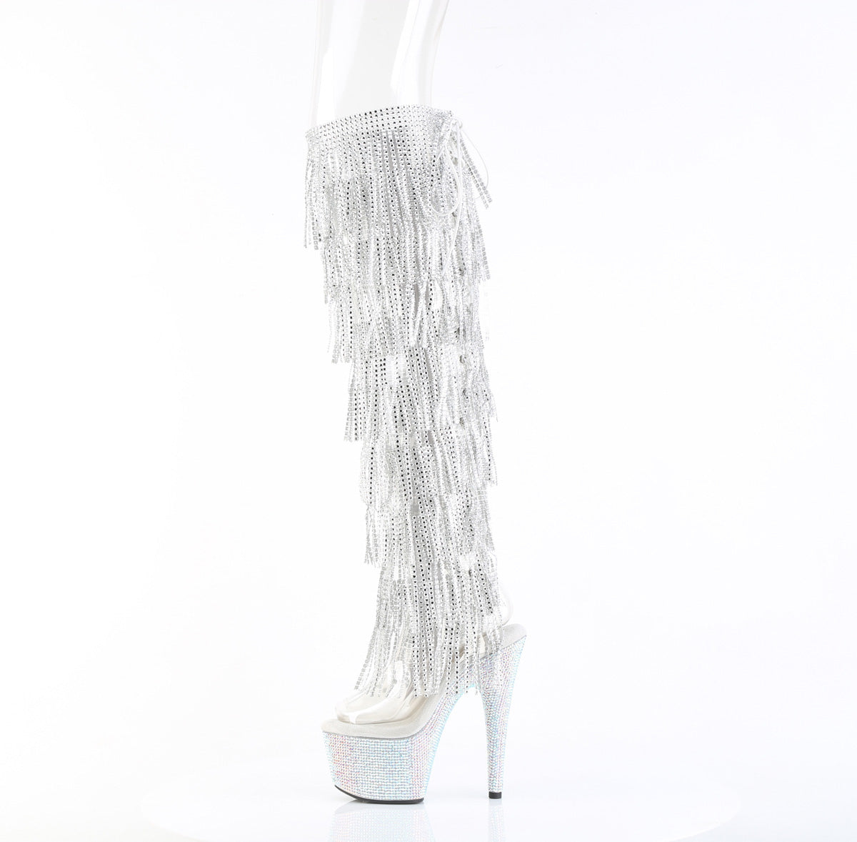 BEJEWELED-3019C-RSF Fringe Over-The-Knee Boot Silver Multi view 4