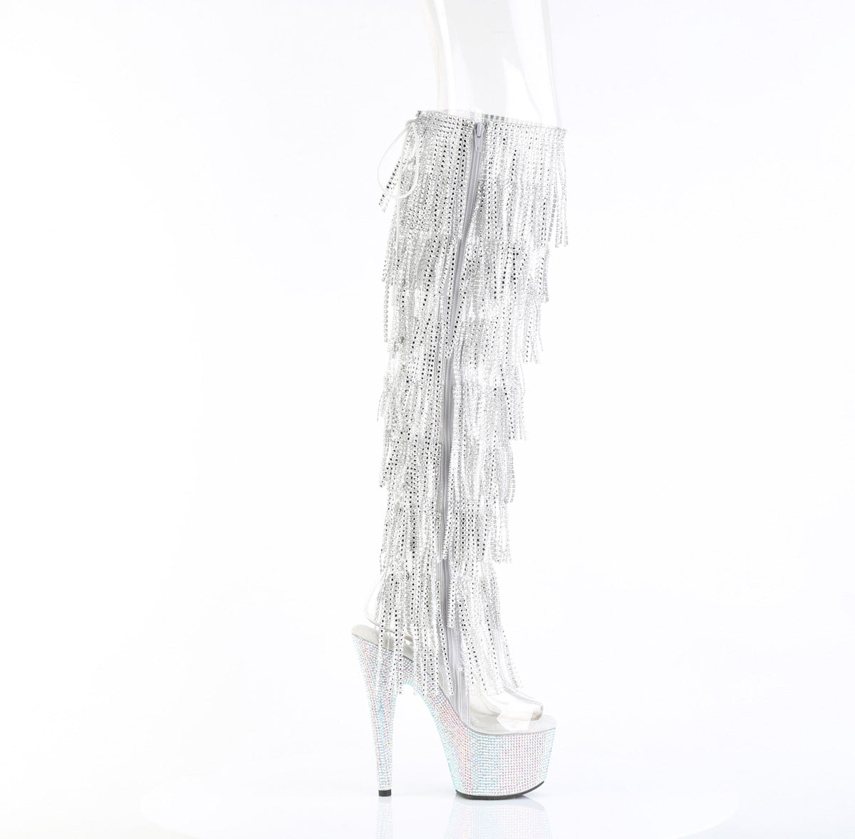 BEJEWELED-3019C-RSF Fringe Over-The-Knee Boot Silver Multi view 2