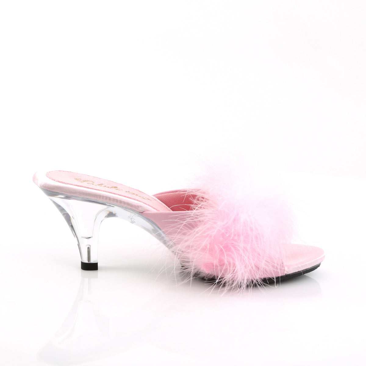 BELLE-301F Black & Clear Fluffy Peep Toe Heel Pink Multi view 2