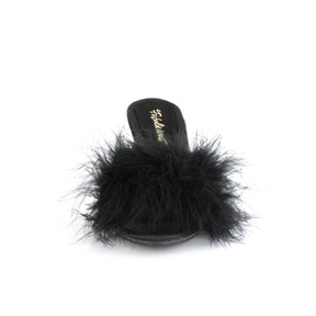 BELLE-301F Black & Clear Fluffy Peep Toe Heel Black Multi view 5