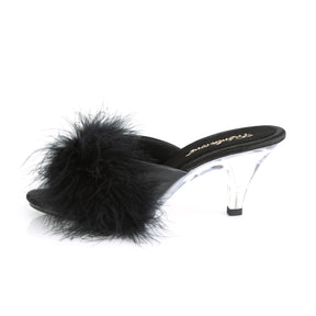 BELLE-301F Black & Clear Fluffy Peep Toe Heel Black Multi view 4