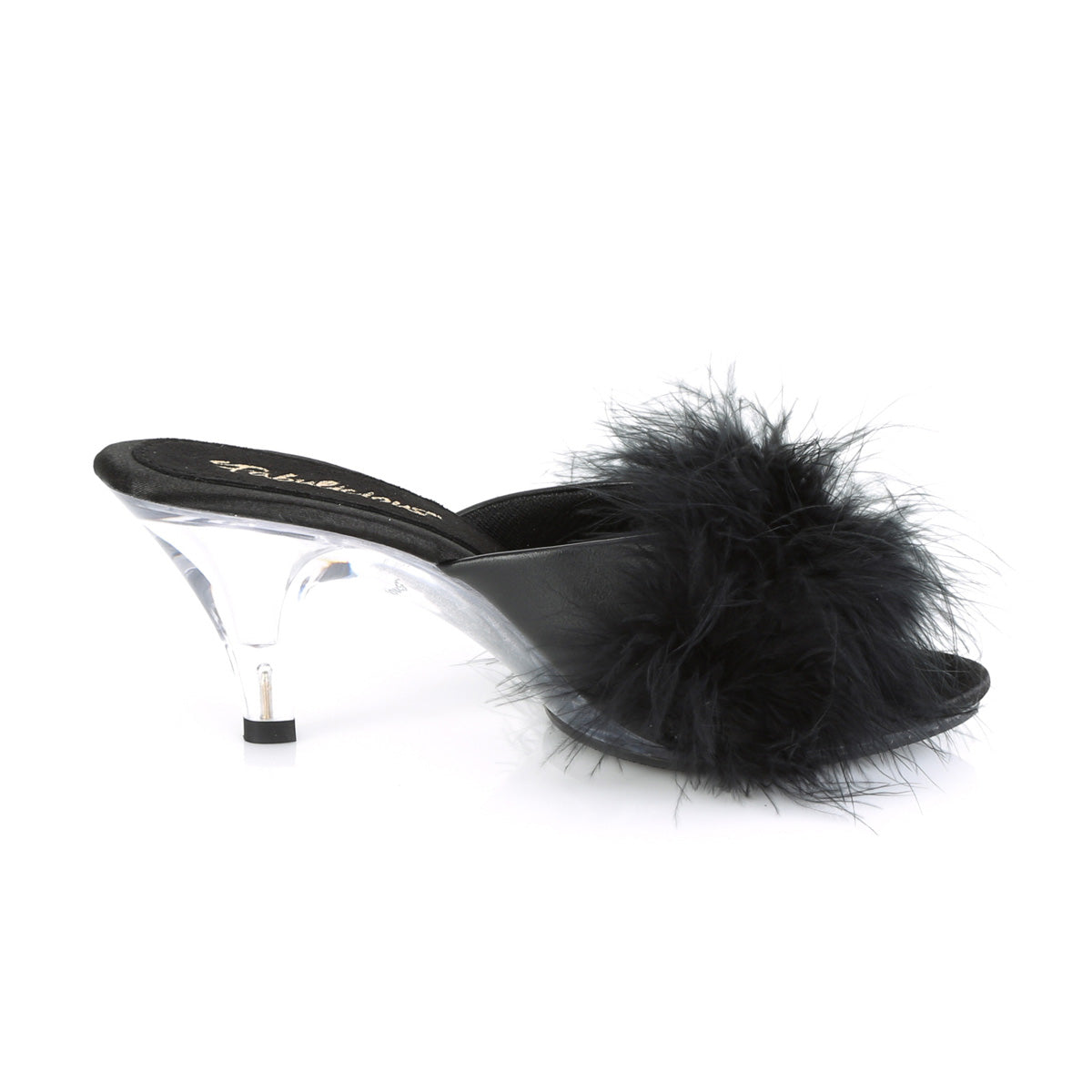 BELLE-301F Black & Clear Fluffy Peep Toe Heel Black Multi view 2