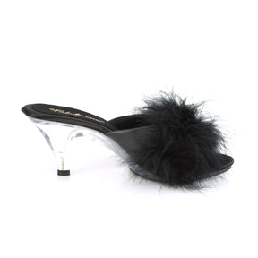 BELLE-301F Black & Clear Fluffy Peep Toe Heel Black Multi view 2