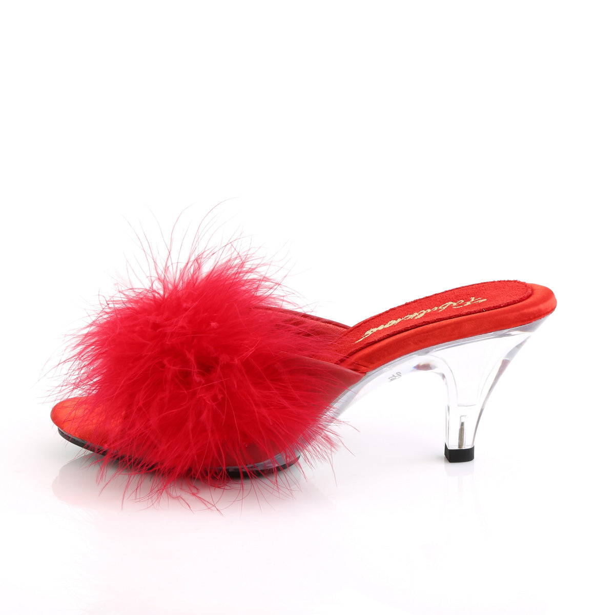 BELLE-301F Black & Clear Fluffy Peep Toe Heel Red Multi view 4