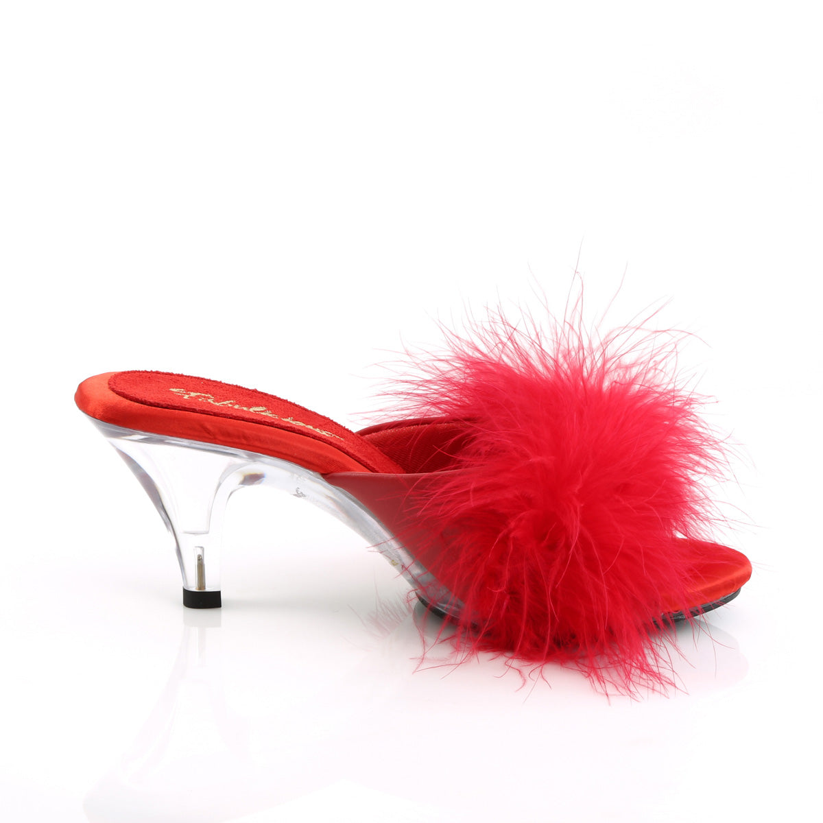 BELLE-301F Black & Clear Fluffy Peep Toe Heel Red Multi view 2