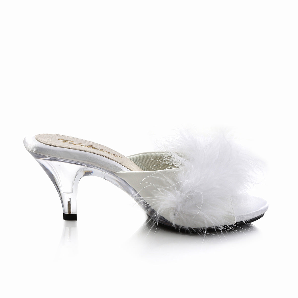 BELLE-301F Black & Clear Fluffy Peep Toe Heel White Multi view 2