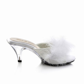 BELLE-301F Black & Clear Fluffy Peep Toe Heel White Multi view 2