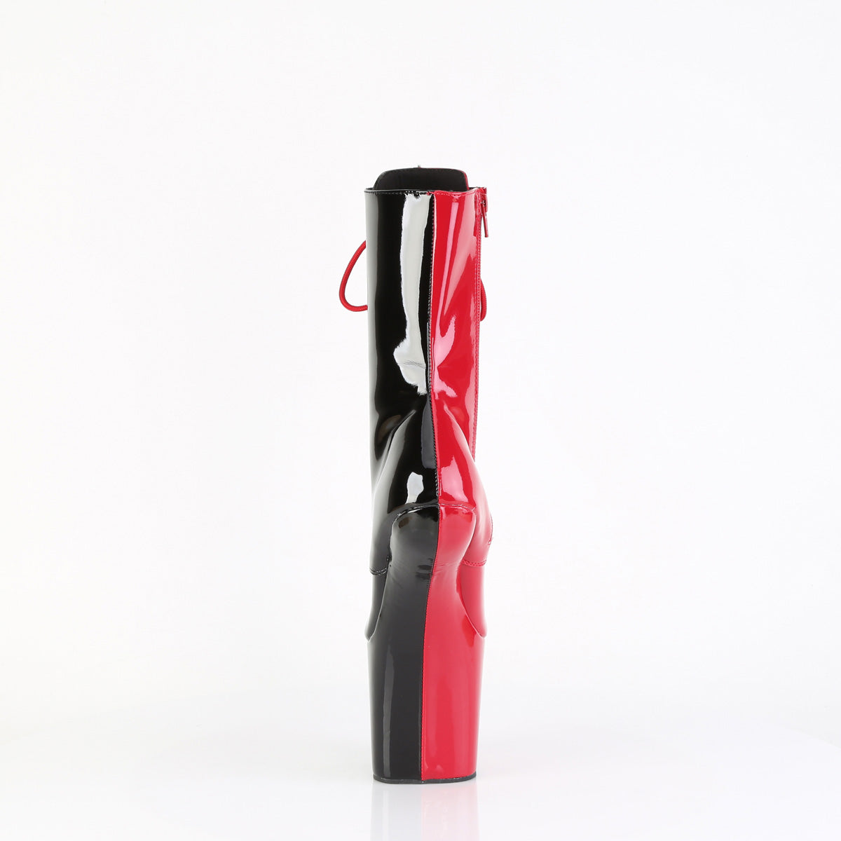 CRAZE-1040TT Black & White Calf High Heelless Boots Red Multi view 3