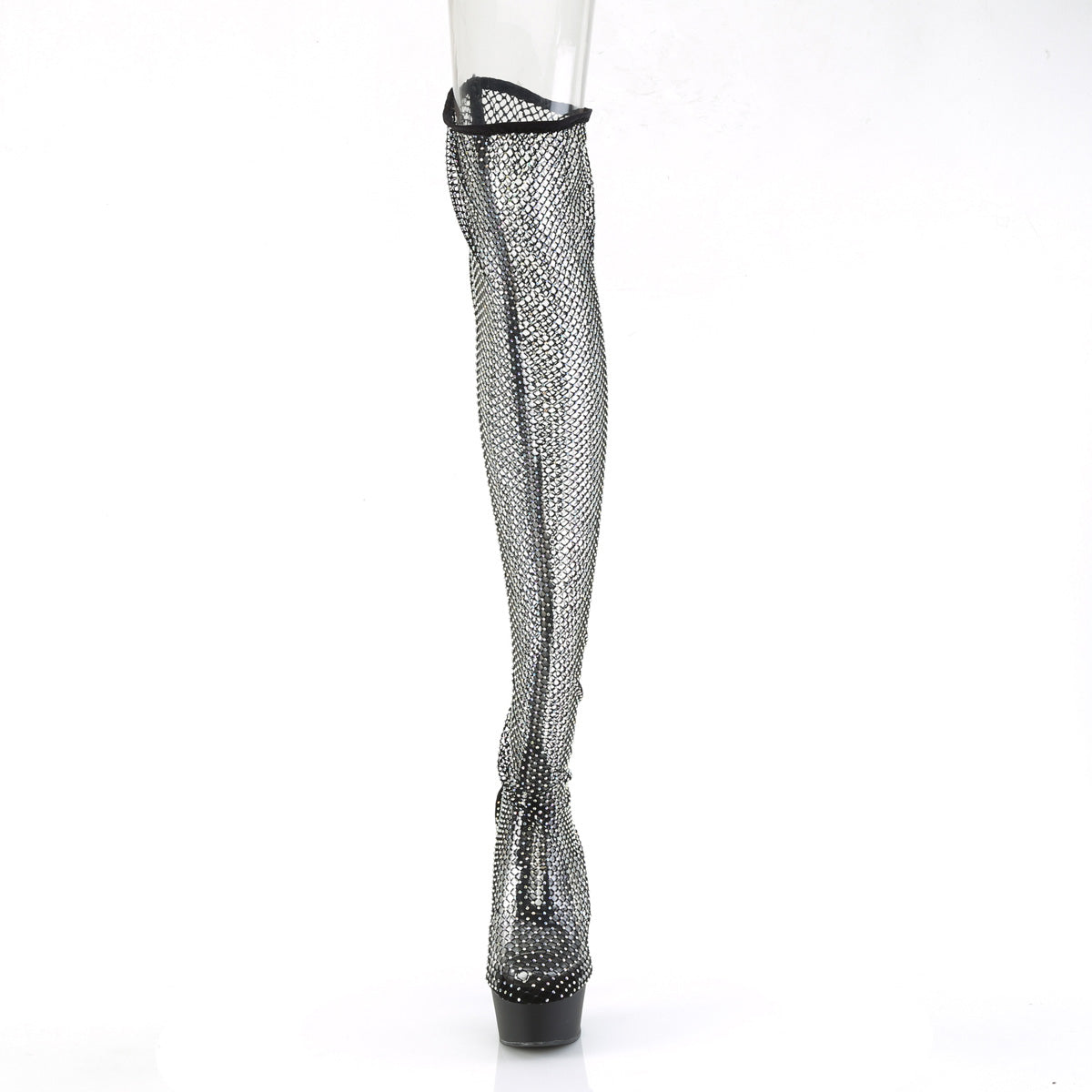 DELIGHT-3009 Pull-On Mesh Thigh High Boot Black Multi view 4
