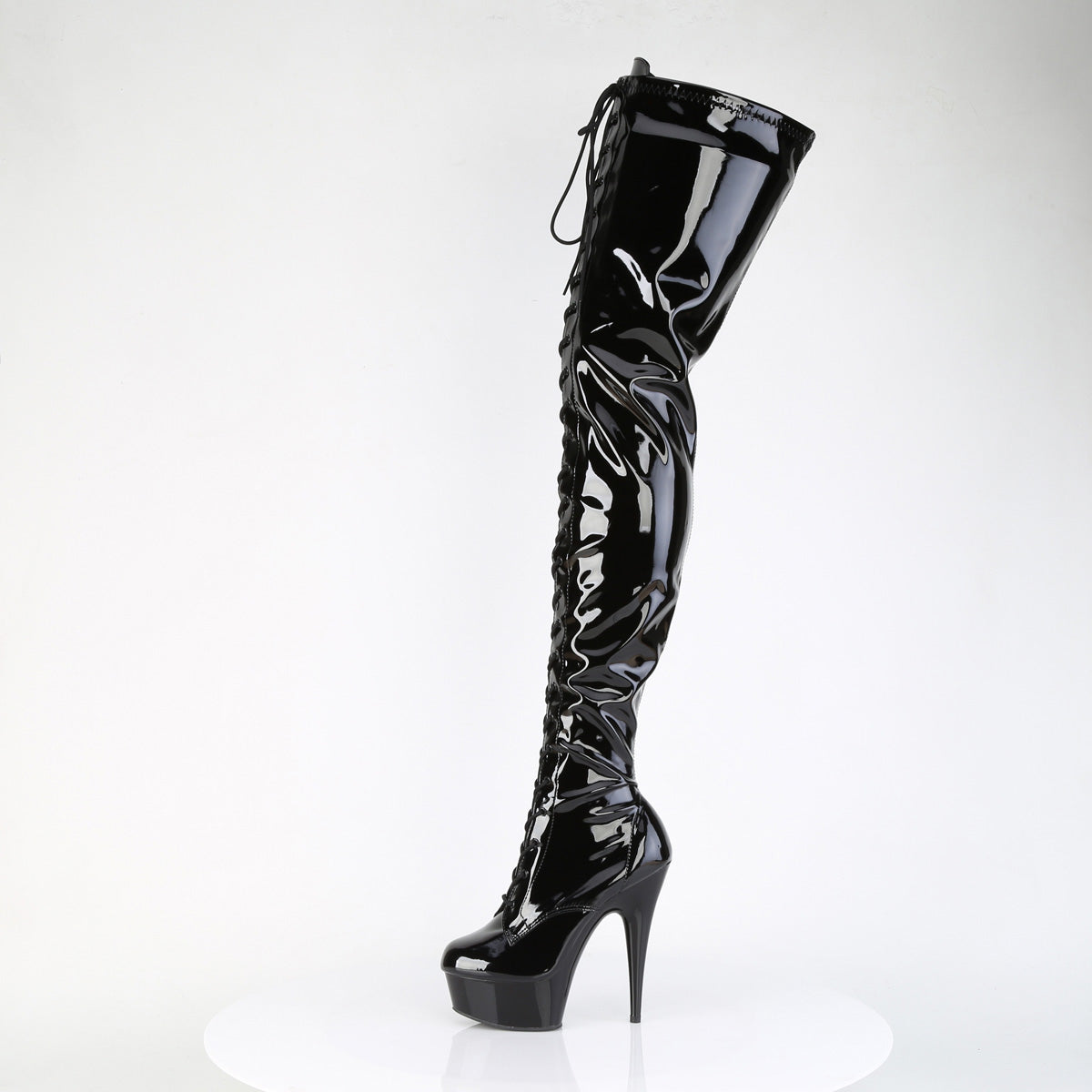 DELIGHT-4023 Lace-Up Stretch Crotch Boot  Multi view 4