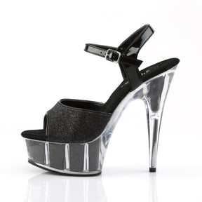 DELIGHT-609-5G Silver Glitter Peep Toe High Heel Black Multi view 4