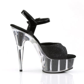 DELIGHT-609-5G Silver Glitter Peep Toe High Heel Black Multi view 2