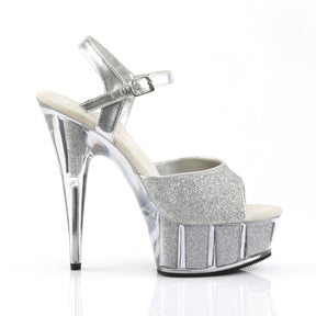 DELIGHT-609-5G Silver Glitter Peep Toe High Heel Silver Multi view 2