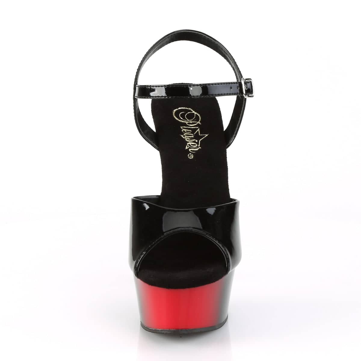 DELIGHT-609BR Red & Black Ankle Peep Toe High Heel