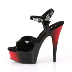 DELIGHT-609BR Red & Black Ankle Peep Toe High Heel
