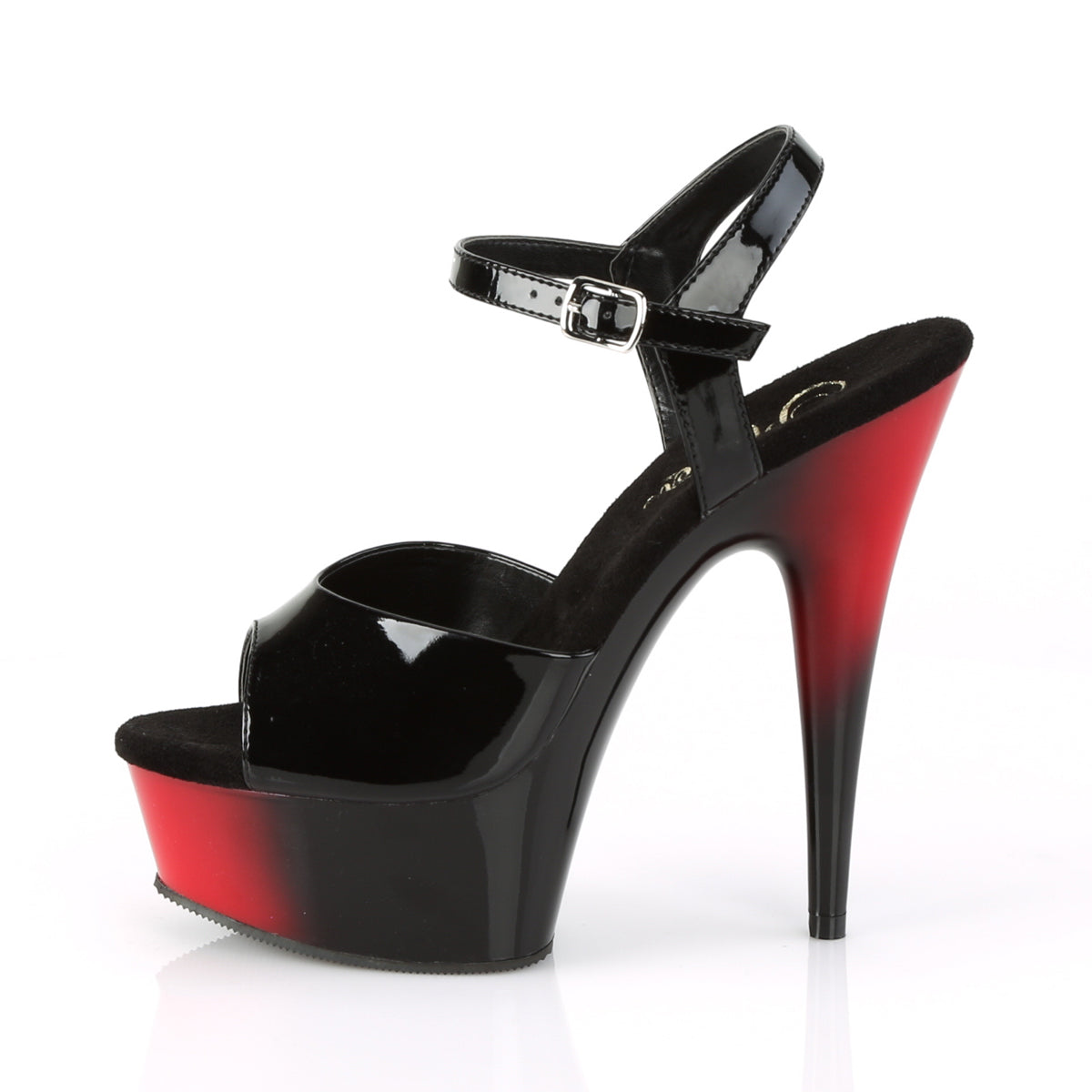 DELIGHT-609BR Red & Black Ankle Peep Toe High Heel Red & Black Multi view 4