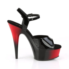 DELIGHT-609BR Red & Black Ankle Peep Toe High Heel