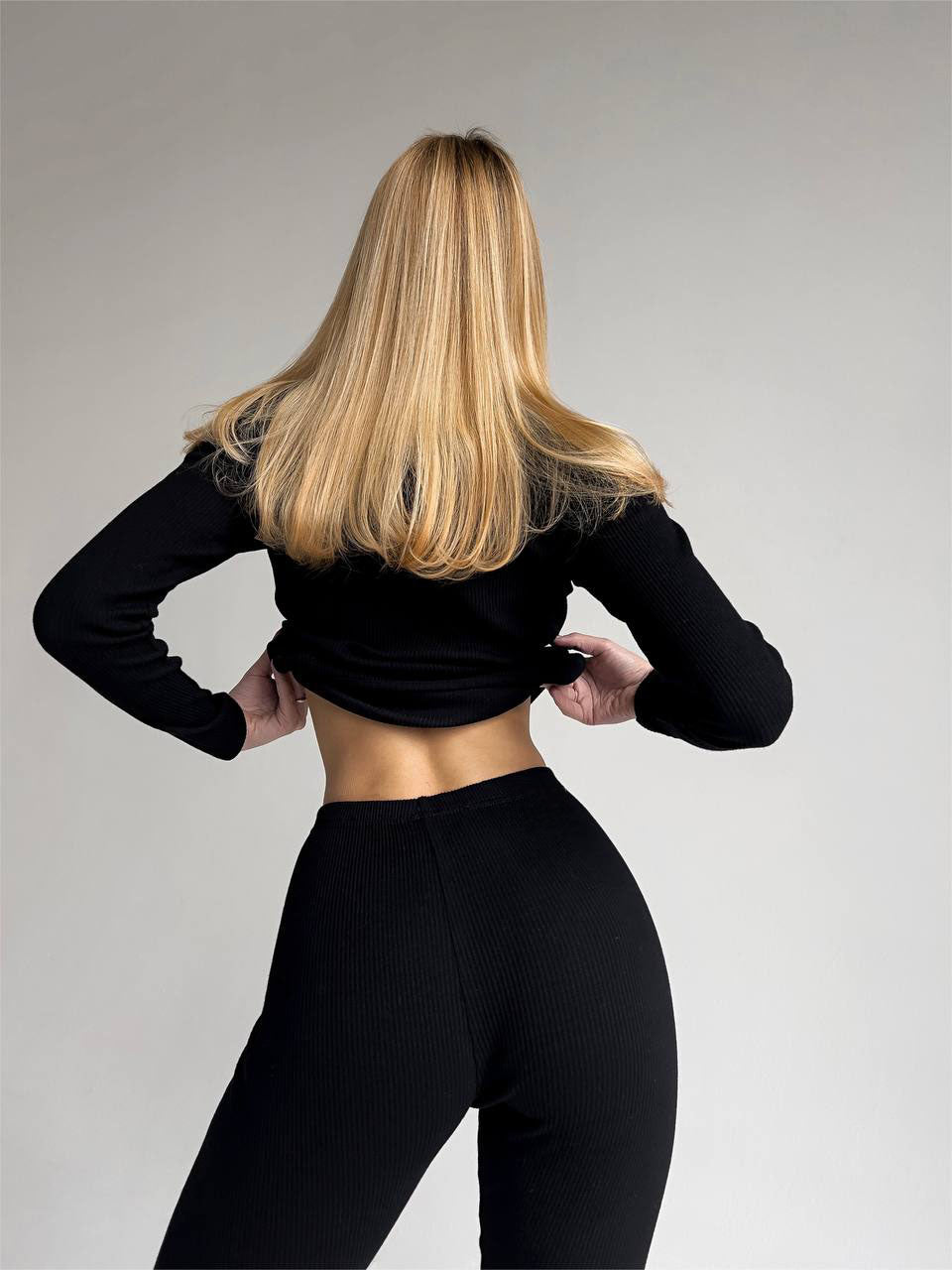 EASE 2 Piece Ribbed Cotton  - Black