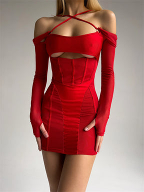 EROTICA Off Shoulder Mini Dress - Red