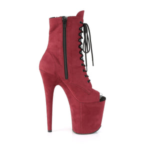 FLAMINGO-1021FS Calf High Peep Toe Boots Burgundy Multi view 2