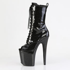 FLAMINGO-1041GP Peep Toe Lace-Up Ankle Boot Black Multi view 4