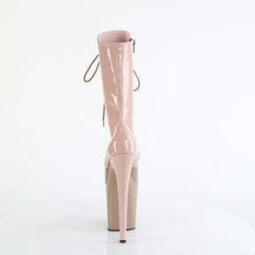 FLAMINGO-1054DC Two Tone Lace-Up Mid Calf Boot Pink & Nude Multi view 3