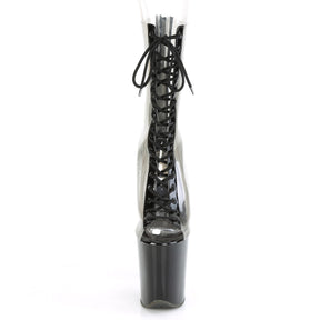 FLAMINGO-800-34 Pink Calf High Peep Toe Boots Black & Clear Multi view 5