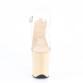 FLAMINGO-808 Clear & Nude Ankle Peep Toe High Heel