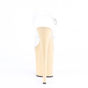 FLAMINGO-808 Clear & Nude Ankle Peep Toe High Heel