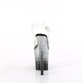 FLAMINGO-808SS Black & Blue Ankle Peep Toe High Heel Silver Multi view 3