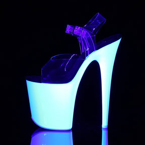 FLAMINGO-808UV Clear & Pink Ankle Peep Toe High Heel Clear & White Multi view 4