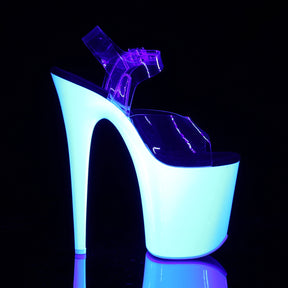 FLAMINGO-808UV Clear & Pink Ankle Peep Toe High Heel Clear & White Multi view 2