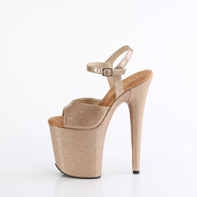 FLAMINGO-809GP Black Ankle Peep Toe High Heel Gold Multi view 4