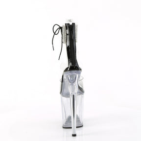 FLAMINGO-824RS Black & Clear Ankle Peep Toe High Heel Silver & Black Multi view 3