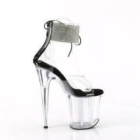 FLAMINGO-824RS Black & Clear Ankle Peep Toe High Heel Silver & Black Multi view 2