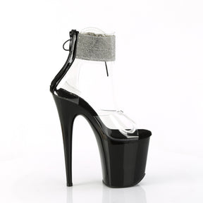 FLAMINGO-824RS Black & Clear Ankle Peep Toe High Heel Black & Clear Multi view 2