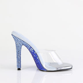 GALA-01DMM Two Tone Slide High Heel Clear & Blue Multi view 2