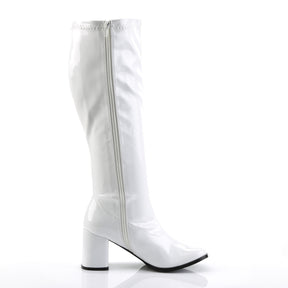 GOGO-300WC Black Patent Knee High Boots White Multi view 2
