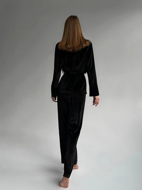 MAJESTIC Luxurious Velour Robe - Black