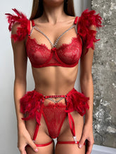MUSE 3 Piece Lingerie Set - Red