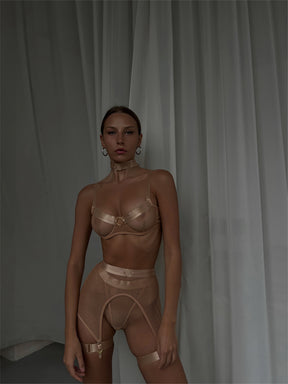 RAVENOUS 4 Piece Mesh Lingerie Set - Nude