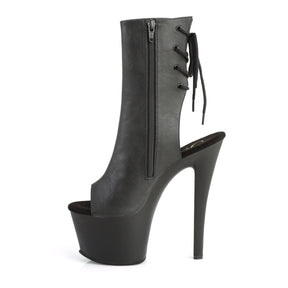 SKY-1018 Black Calf High Peep Toe Boots Black Multi view 4
