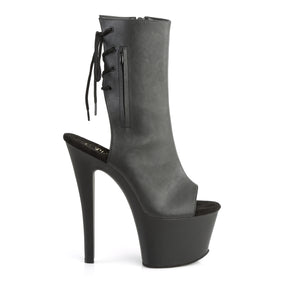 SKY-1018 Black Calf High Peep Toe Boots Black Multi view 2