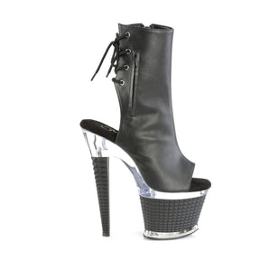 SPECTATOR-1018 Black Calf High Peep Toe Boots Black Multi view 2