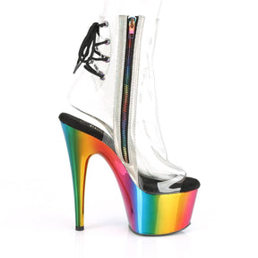 ADORE-1018RC Clear & Multi Colour Calf High Peep Toe Boots