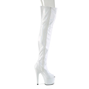 ADORE-3011HWR Patent White Thigh High Platform Boots